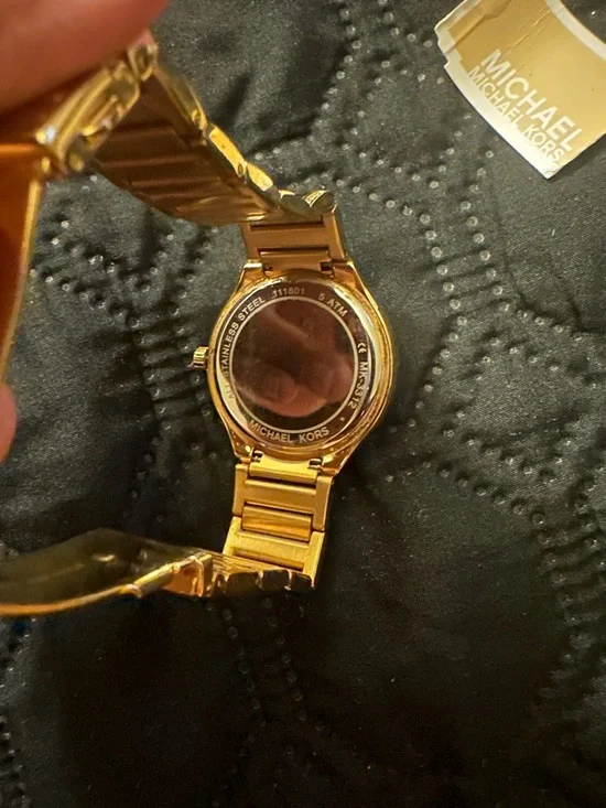 Michael Kors Gold Tone Crystal-Trim Watch Mother of Pearl face - Picture 6 of 11